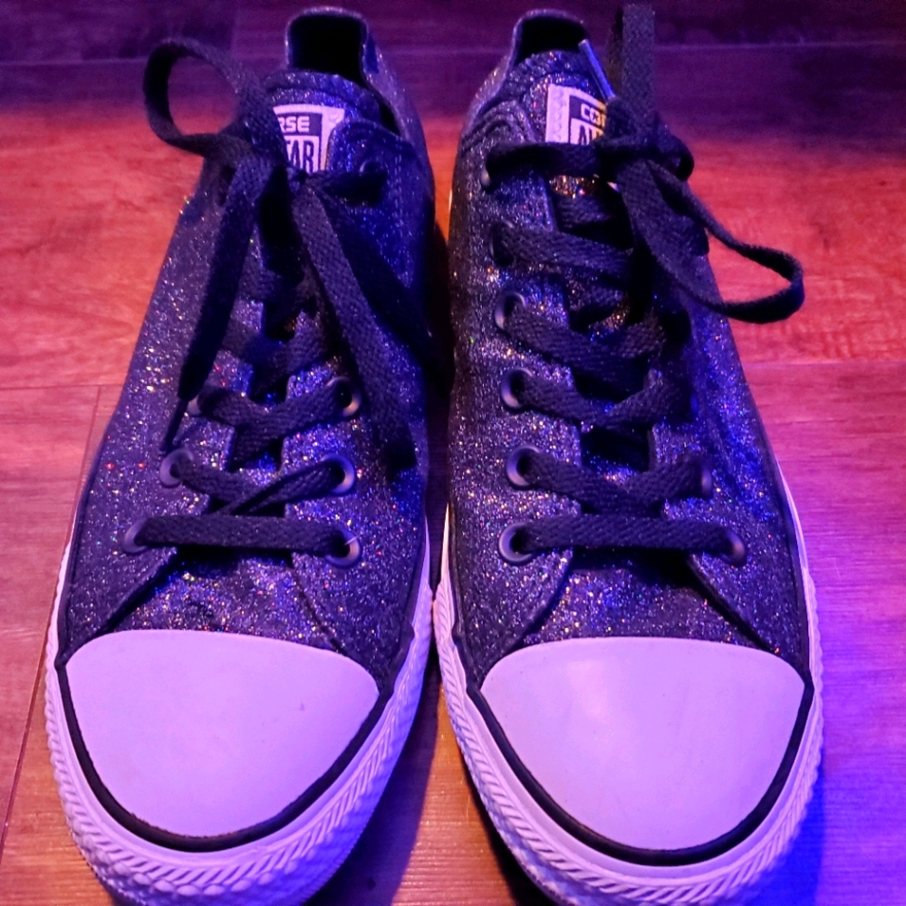 Black Glittery Low- Top Converse.